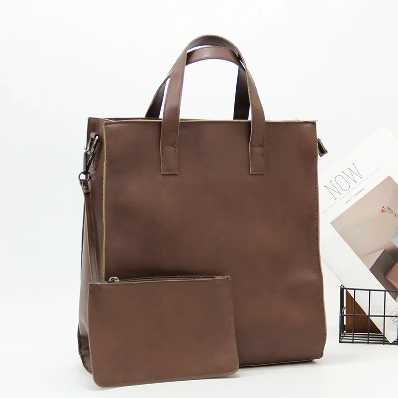 PU leather men's handbag set - simple, water-resistant, large capacity, single shoulder crossbody bag
