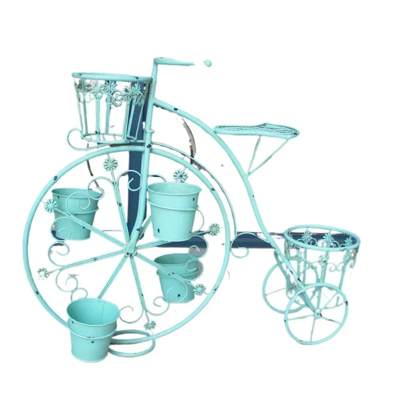 

Creative European Bicycle Plant Stand Iron Multi-storey Courtyard Shelves For Plants French Garden Window Flower Shelves