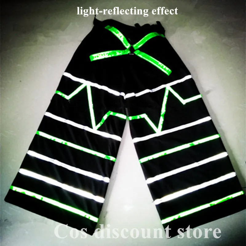 Cool Stripe Pattern Ghost Dance Pants Ghost Dancing Pants Luminous Reflective Pants Dancing Straight-leg Trousers for Men Women