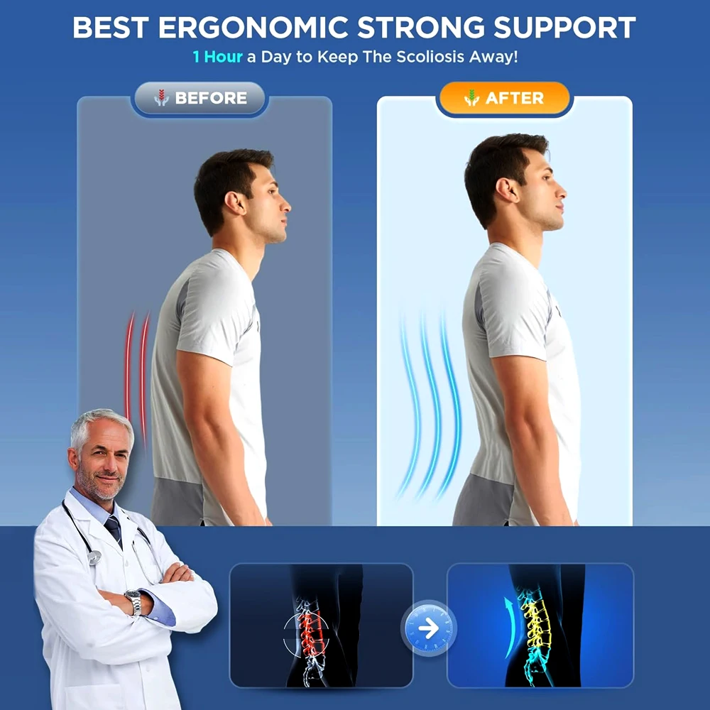 1Pcs Back Brace for Lower Back Pain Relief with 3D Lumbar Pad, Back Support Belt With Alternative Strips for Men/Women