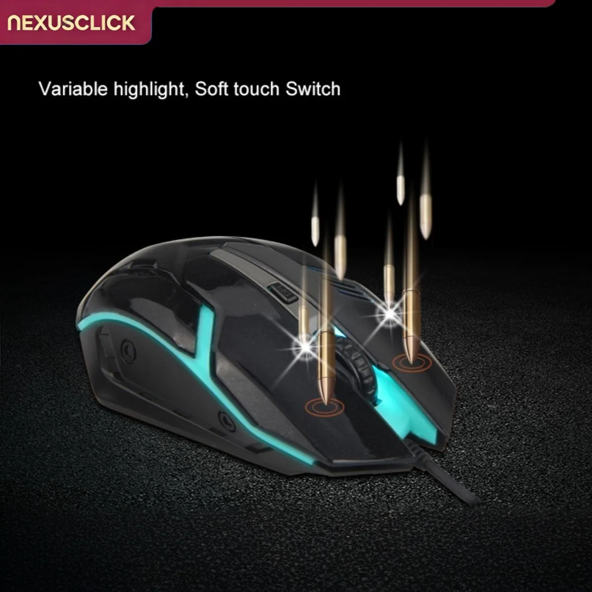 NexusClick RGB Backlit Wired Ergonomic Gaming Mouse,1600 DPI Plug and Play USB Mice Durable Gaming Accessory for Laptop PC Mac