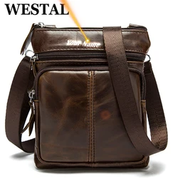 WESTAL saco masculino saco de Couro Genuíno Homens Sacos Pequenos sacos Crossbody Bolsas de Ombro ocasional saco do Mensageiro saco De Homens De Couro Flap M701