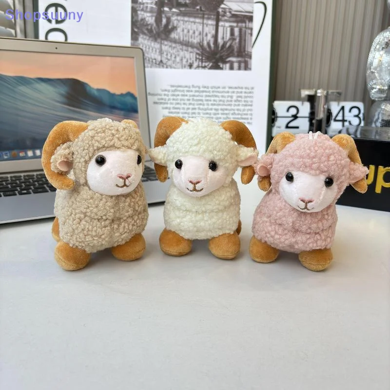 [SU]13cm Cute Mini Fluffy Sheep Plush Pendant With Suction Cup Soft Touch For Backpack Decor Gifts[SU] - view 3