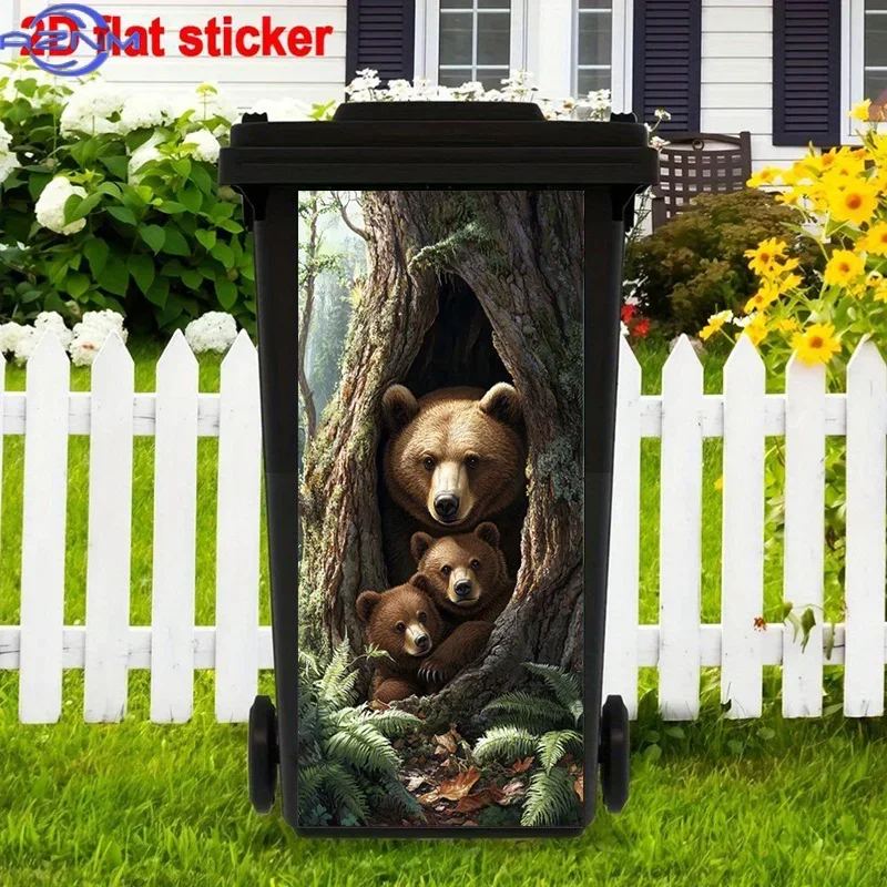 Household Waste Container 2D Printed Decal Eye‑catching Ornament for Daily‑use Dustbin