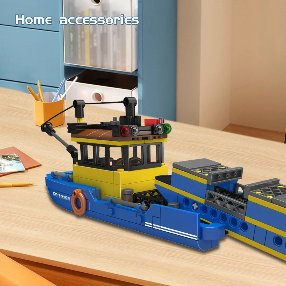 10184 Garbage Disposal Ship 407pcs Boat Series Small Granule Building Blocks Assembly Model Creative Ornament