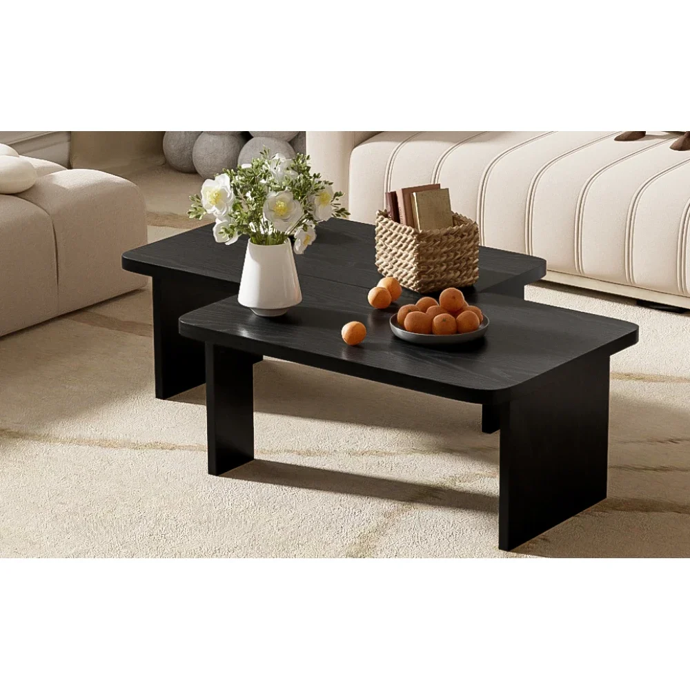 Minimalist Coffee Table Set, Rectangle Coffee Table with Splicing Design, Multifunctional Combination Table,Living Room, Table