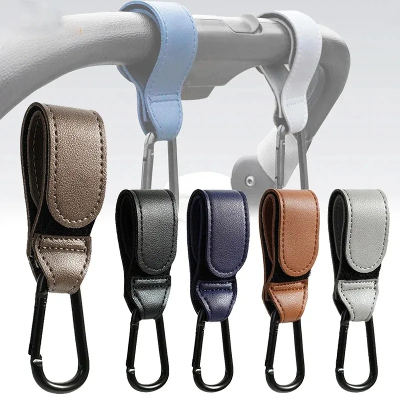 1-4Pcs Leather Cart Hooks Baby Stroller Hook PU Adjustable Pram Hook Organizer Diaper Bag Hanger Children Travel Accessories C19