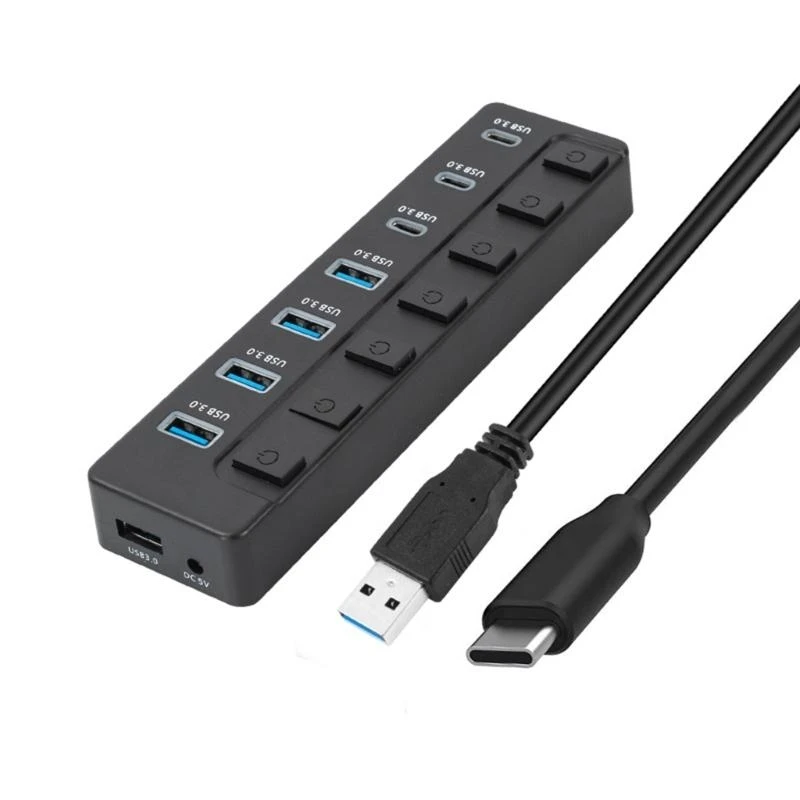 USB-концентратор 3.0 Hub USB 3.0 Type C OTG Multi USB-сплиттер Адаптер питания 7-портовый несколько расширителей с переключателем для аксессуаров для ПК
