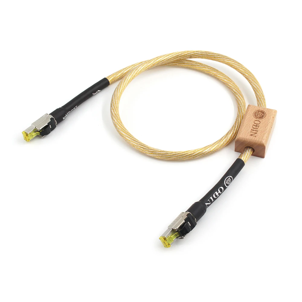 

High Quality One Piece Gold/White Silver Plated Conductor Ethernet Cable Cat8 Speed Lan Cable RJ45 Network Patch Cable
