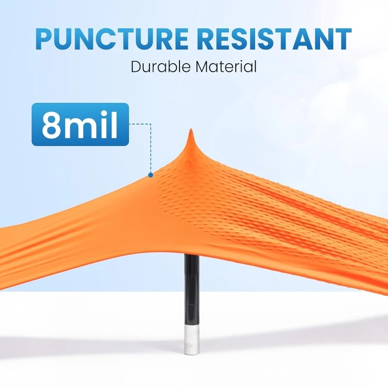 50 Stück robuste 8Mil orangefarbene Nitril-Handschuhe, Einweg-Handschuhe mit erhöhter Diamantstruktur für den Bau, Industrie, Mechaniker, Auto – Detail 5