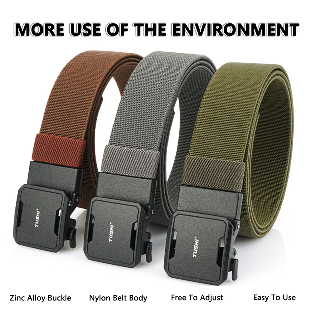 TUSHI Mens Automatic Nylon Belt Male Army Tactical Belt for Man Military Canvas Belts High Quality Jeans Fashion Luxury Strap