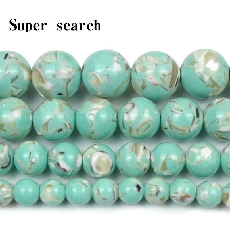 Natural Stone Light Green Shell Beads Round Loose Bead For Jewelry Making DIY Bracelets Necklace 15''Strand/Inches 6/8/10/12mm