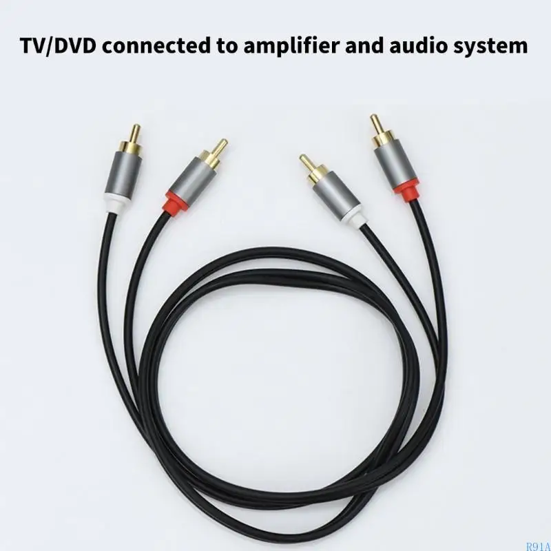 R91A 2RCA a 2RCA Cable Gold Chapado 2RCA Macho a 2RCA Male Stereos Sound Cable para cine en casa juegos HDTV