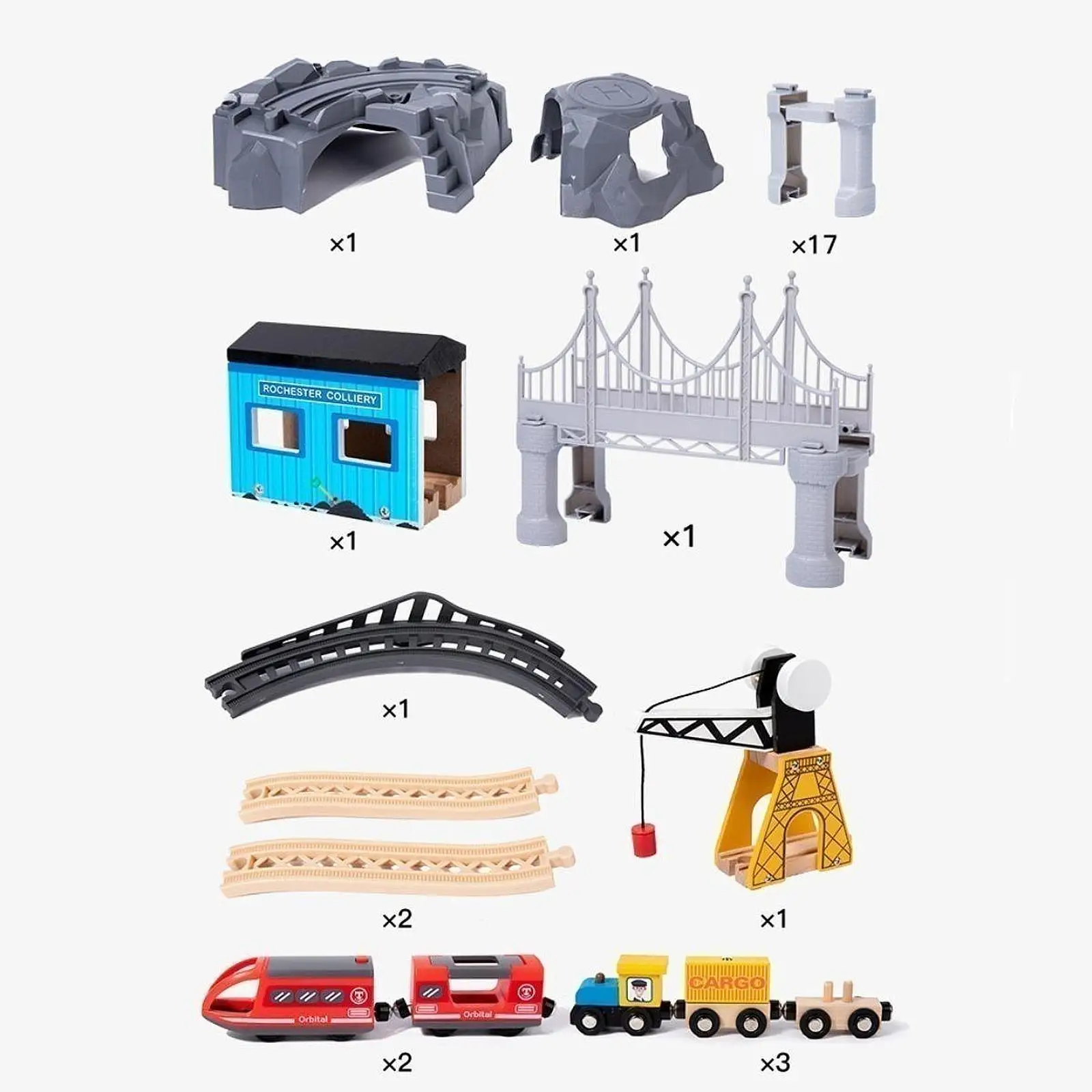 Railway System Wooden Train Track Set Educational Learning Toy for Children Boys Motor Skills Development