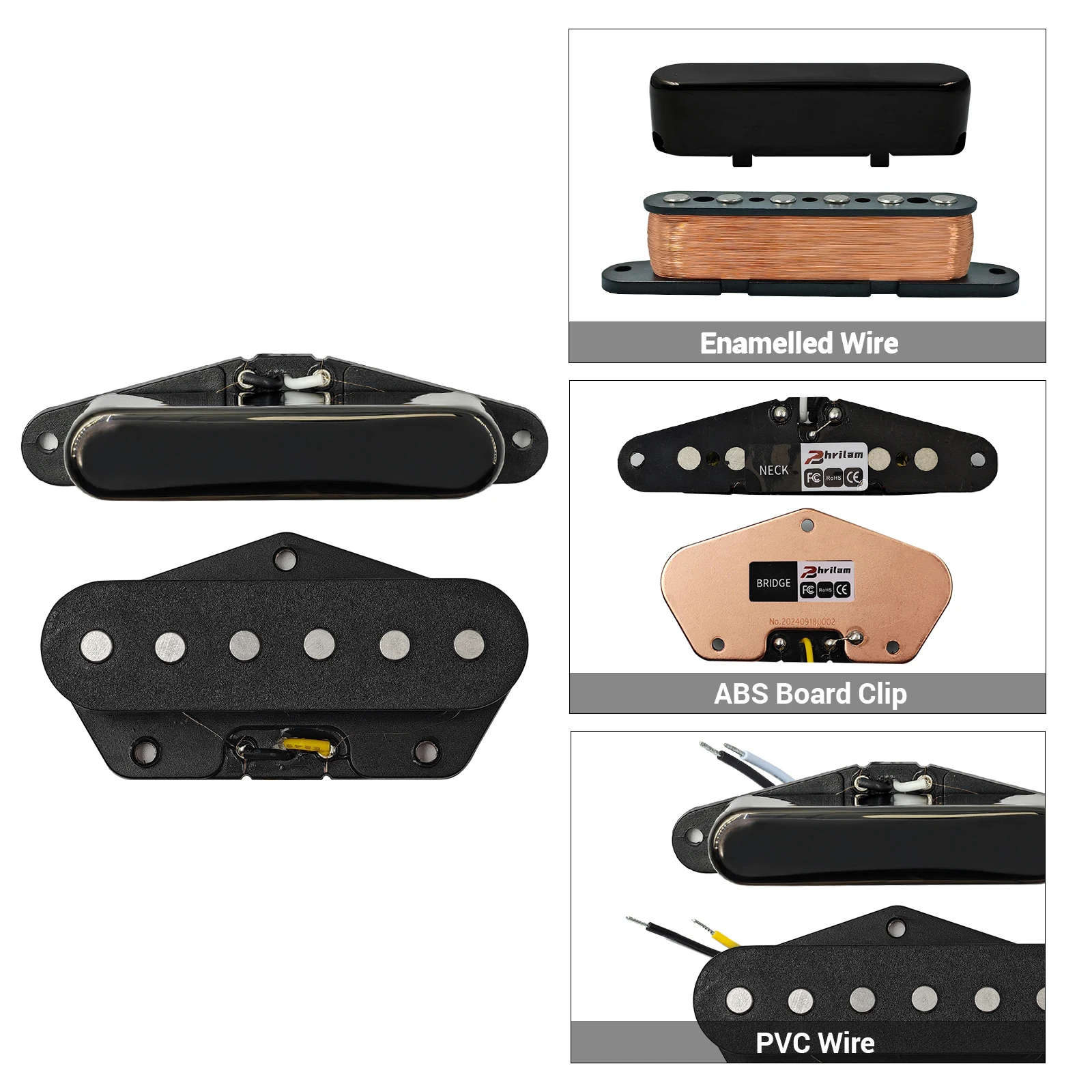 PHRILAM Alnico 5 Guitar Pickups TL Bridge Pickup /Neck Pickup (Chrome/Black/Gold) Fit Fd  Pickups Part
