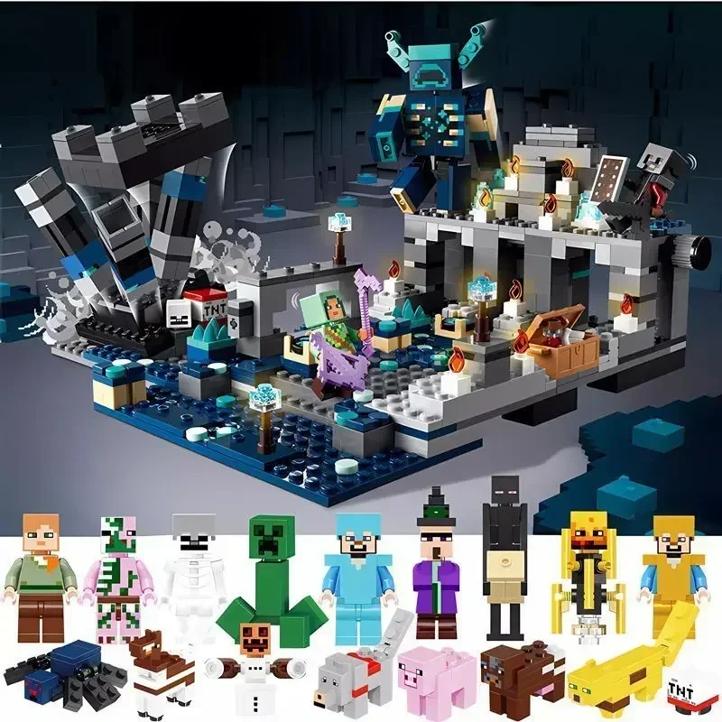 852pcs Game My World The Deep Dark Battle Mountain Cave village  Building Blocks Toys for children Christmas Gift