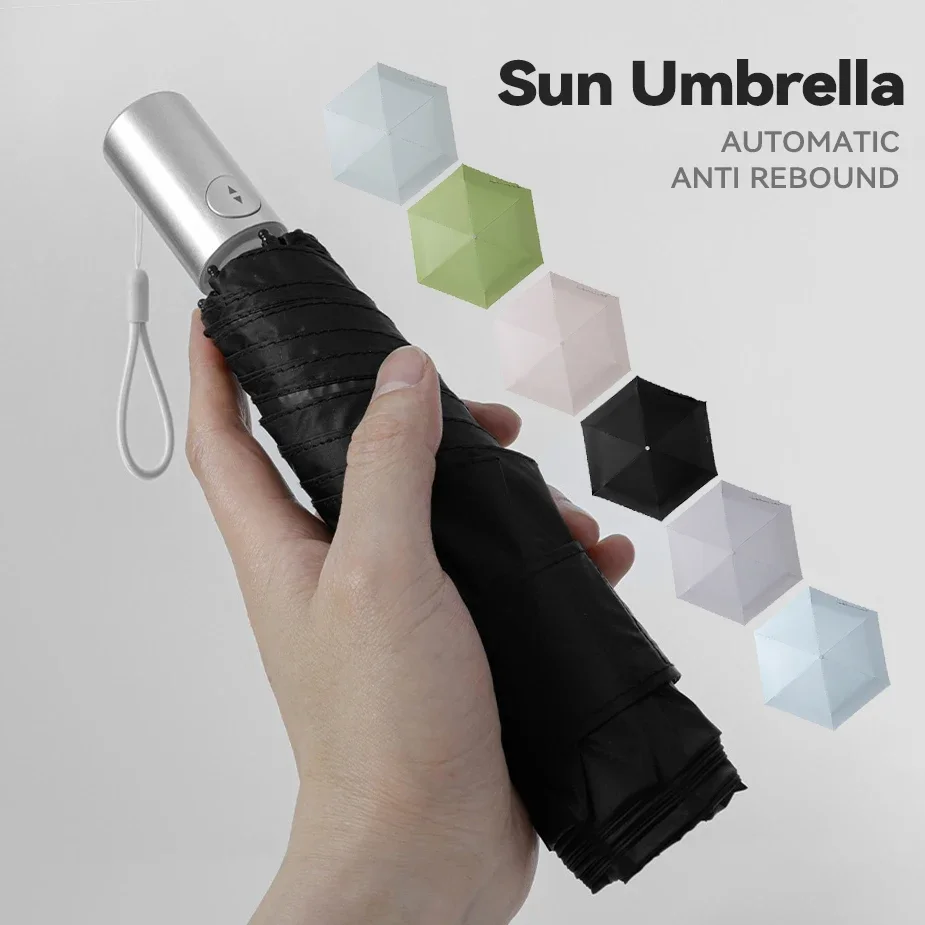 AirSwift Carbon Fiber Woman Sun Umbrella Automatic Portable Lightweight Folding Umbrella Travel 6 Ribs Windproof Umbrella Women