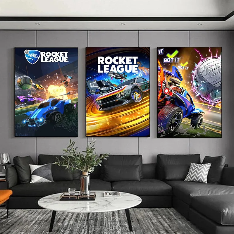Rocket League Classic Game Poster Neon Video Game Canvas Painting Wall Art Picture for Modern Boy Room Living Room Home Decor