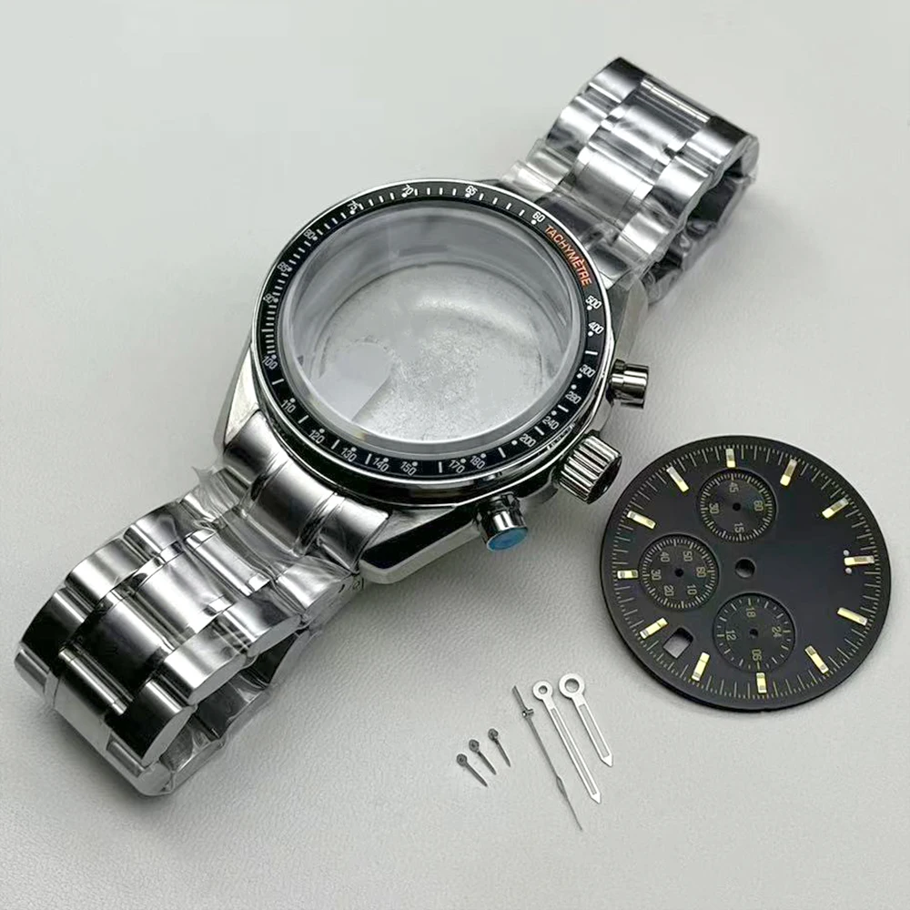 Back of the Moon Phase Pattern, 39.7mm Wristwatch Case, Strap 38.3mm Dial, Suitable for VK63 Movement Wristwatch Accessories