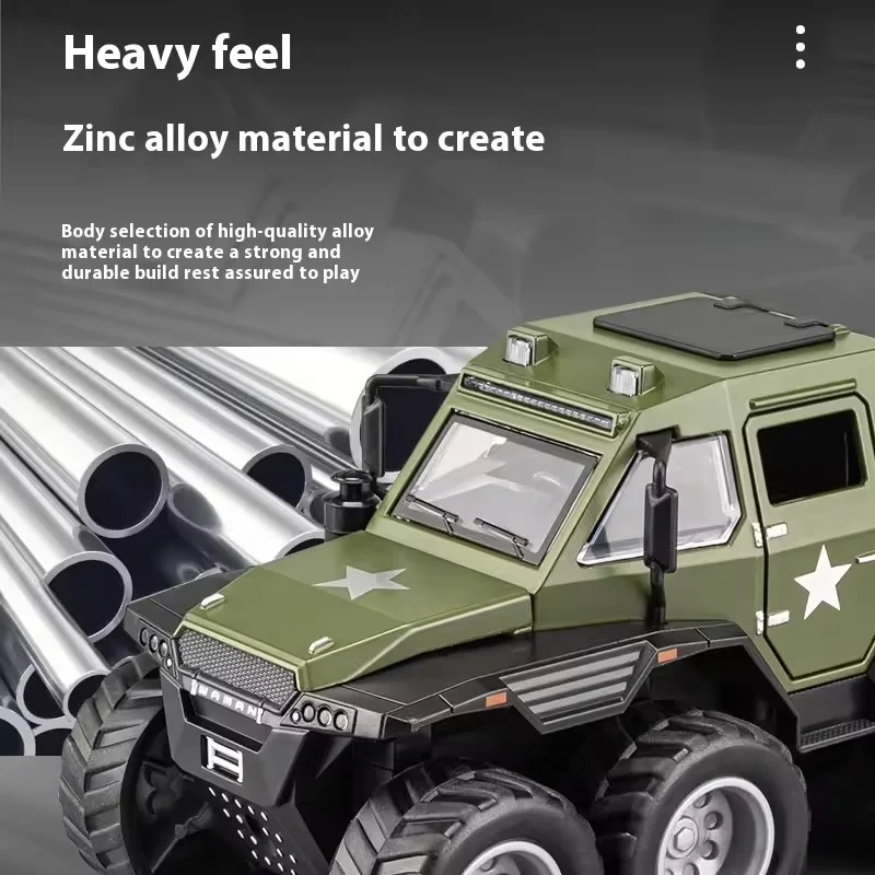 1:32 Veroveraar SUV Mini Speelgoedauto Simulatie Legering Off-Road 8-wielige auto Traagheidsmodel Geluid Lichtgewicht Verjaardagscadeau voor kinderen