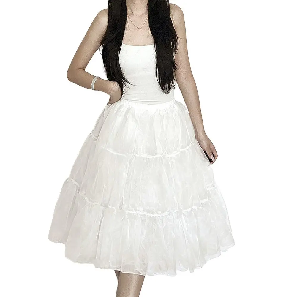 Modischer Lolita-Petticoat Weiß Ohne Reif Ballkleid-Unterrock Cosplay Atmungsaktiver Hochzeits-Unterrock Partykleid – Detail 3