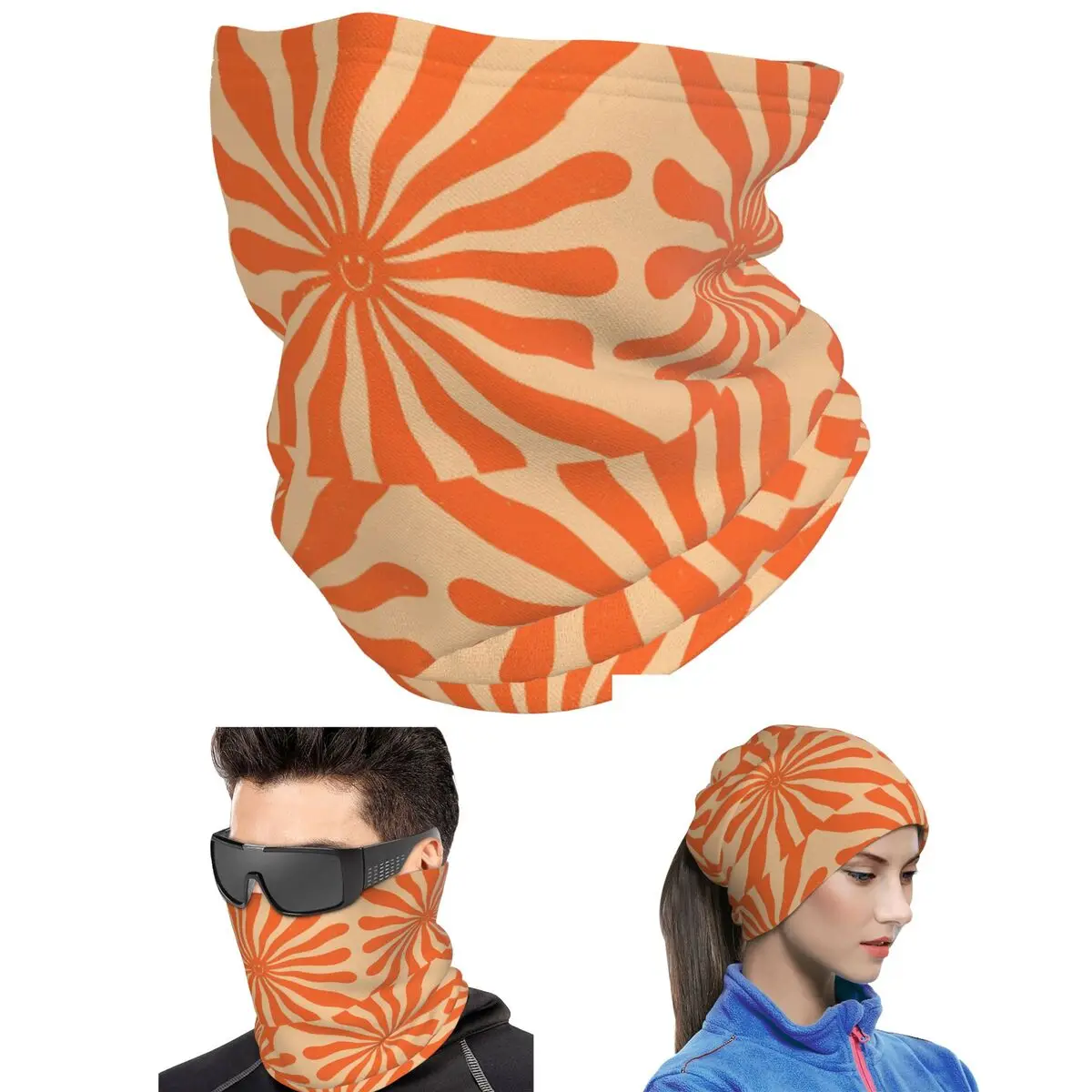 Retro Sun Vintage 70s 2 Orange Bandana Neck Gaiter Printed Mask Scarf Multifunction Face Mask For Men Women Adult Winter