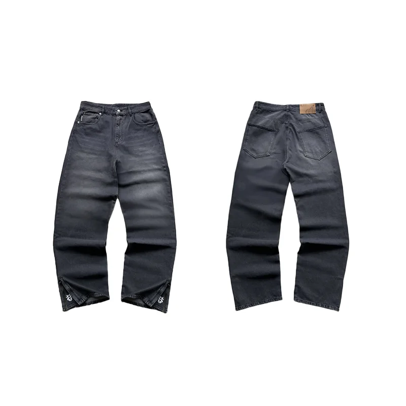 Y2K повседневные джинсы с высокой талией, винтажные потертые белые джинсы с вышивкой логотипа Su, свободные прямые джинсы для мужчин и женщин, модная уличная одежда