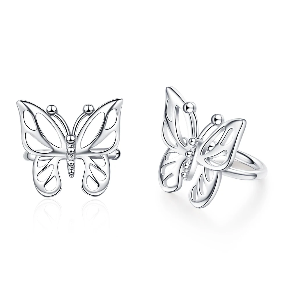 Women Real 925 Sterling Silver Sweet Butterfly Ear Cuff Clip On Earrngs for Women Daugther Party Jewelry DS3603