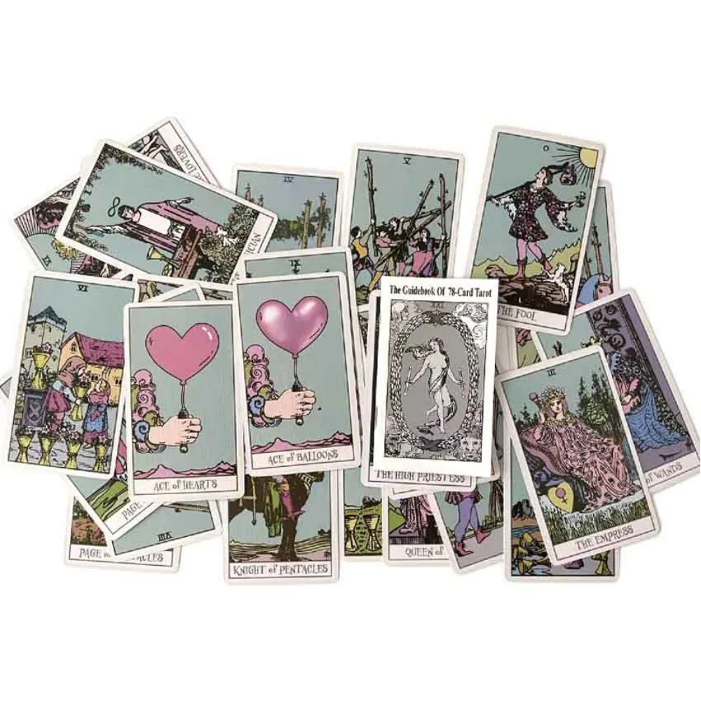 10.3*6cm Pastel Rider Tarot Card Game Oracle 78 Pcs Pink Tarot Cards with Guidebook for Beginners