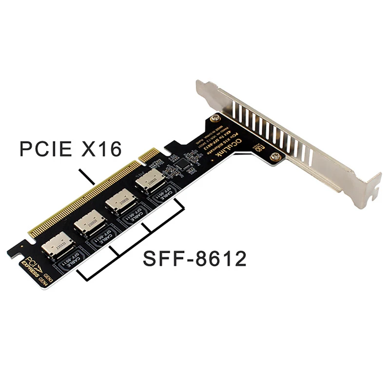PCIE 4.0 X16 auf 1/4Port OCulink SFF-8612 1/4X SFF-8612 SFF-8611 Interner Adapter für U.2 SSD EGPU Externe Grafikkarte Dock – Detail 9
