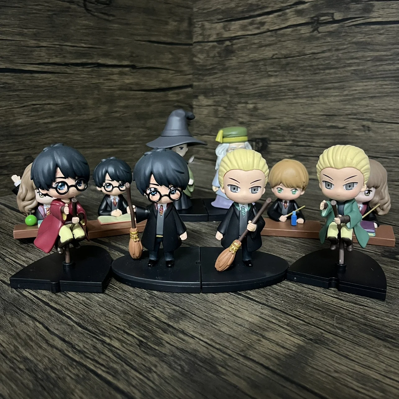 Figuras de acción de Harries Potters Malfoy Dumbledore McGonagall Hermione, modelo mágico de la serie Tim Eseal, adorno de escritorio, regalos para niños