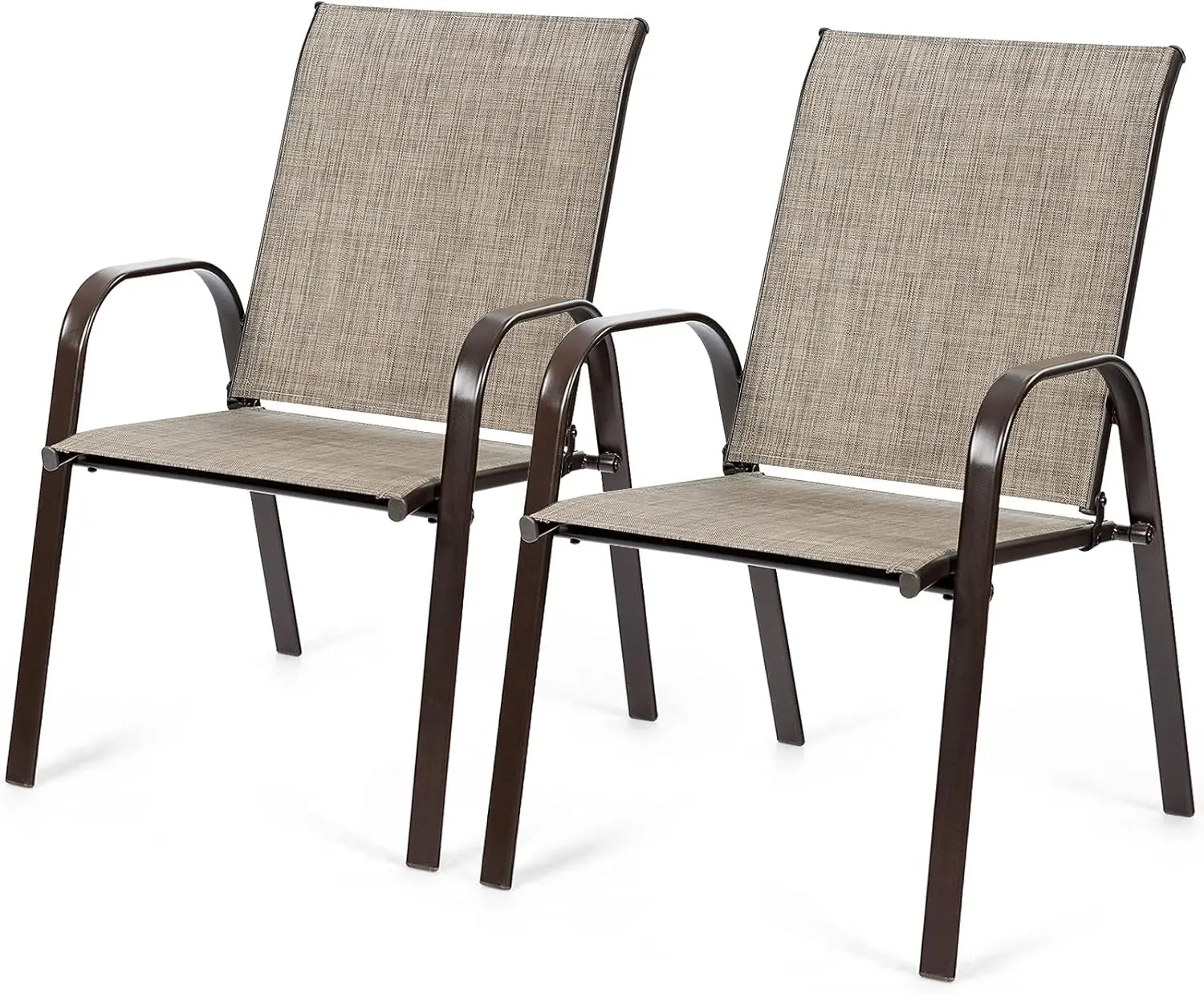 

Обеденные стулья на открытом воздухе из 2 предметов с изогнутыми подлокотниками, легкосохнущая ткань, стальной каркас для сада, бассейна, заднего двора (серый)