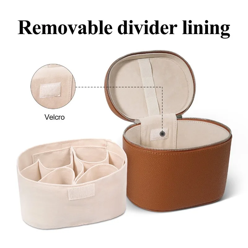 Hot Detachable PU Leather Makeup Bag with Elastic Band, Portable Travel Three-dimensional Makeup Tool Storage Bag Cosmetics Box