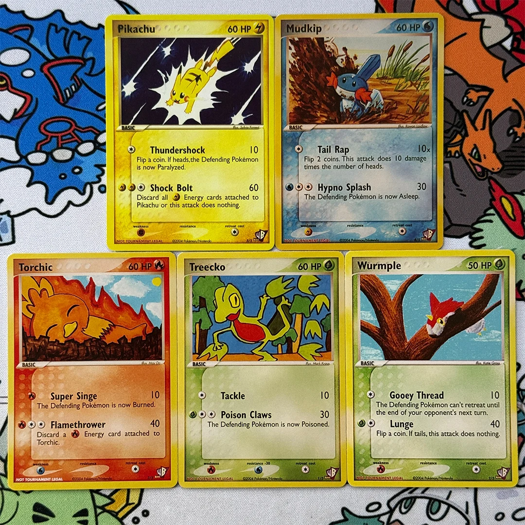 Cartão Proxy DIY 2004 Pokemon Kids' WB! Criador de Cartas Poke, Cartas Colecionáveis Pikachu, Treecko, Wurmple, Torchic, Mudkip