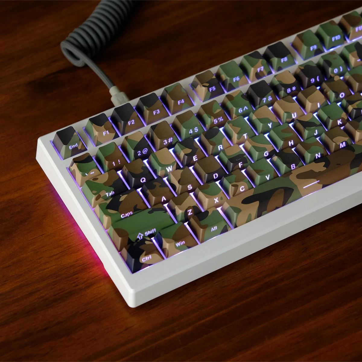 

Колпачок с камуфляжным боковым принтом, 130 клавиш, 5-сторонние колпачки для клавиш Dye Sub PBT, вишневый профиль для переключателей MX, игровая клавиатура