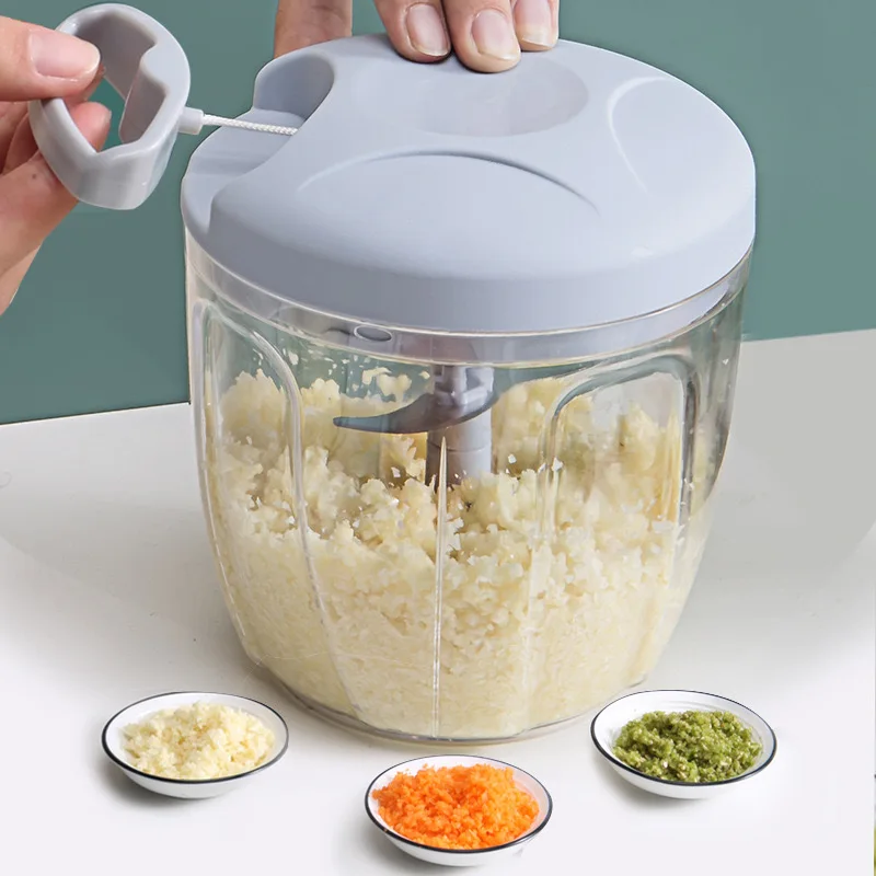 Manual Pull String Garlic Chopper Portable Mini Hand Food Processor for Onion Chili Ginger Mincing, Baby Food & Vegetable Cutter