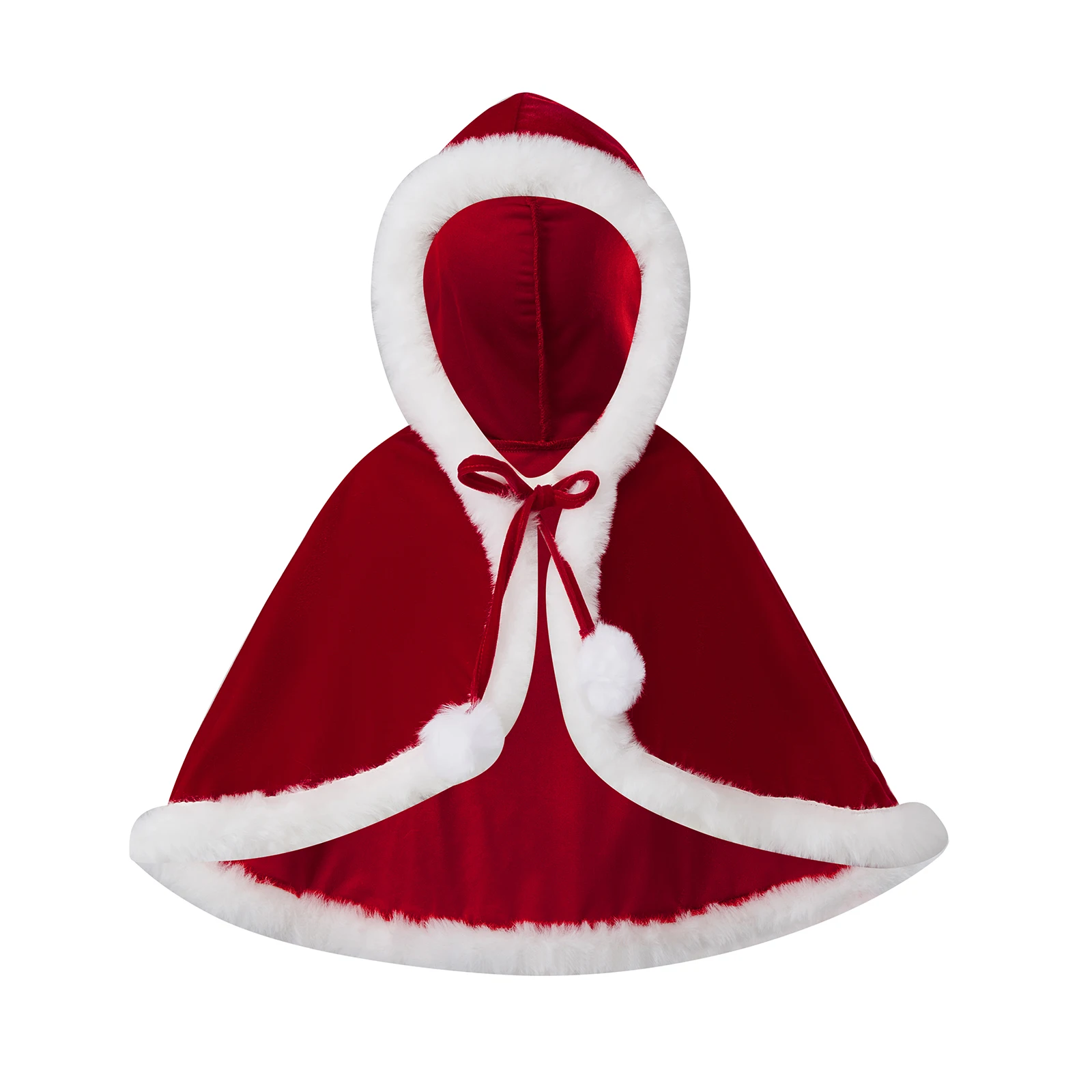 0-4Y Christmas Cape for Girls Deluxe Velvet Santa Cloak Hooded Poncho with Fur Trim for Cosplay Events Fall Winter Outerwear