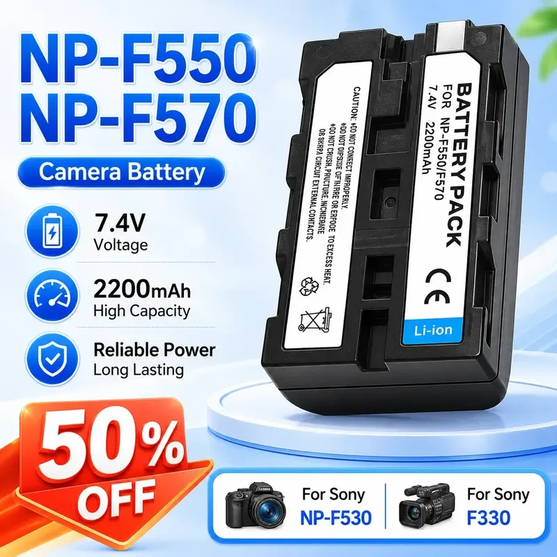 

NP-F550 NP-F570 7.4V 2200mAh for Sony NP-F530 F330 Replacement Camera Battery Pack Rechargeable Li-ion Digital Battery High