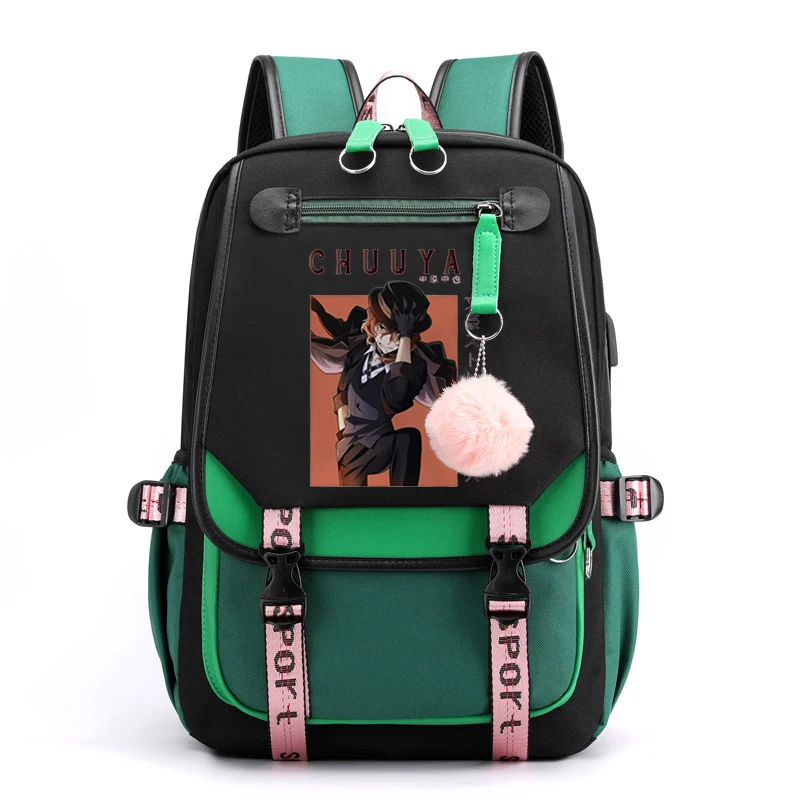 文豪ストレイドッグススクールバッグガールズティーンエイジャーバックパックレン Usb 花屋武雄文豪ストレイドッグスアニメスクールバッグバックパック