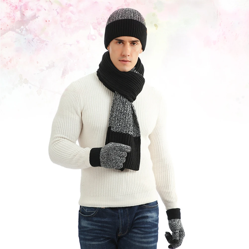 

Hat Scarf Glove Set Men Gloves Mens Knitted Hats for Women Warm Autumn And Winter