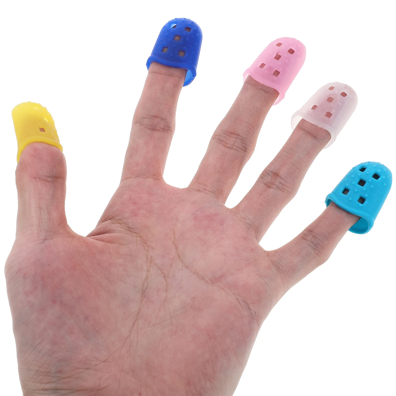 

40 pcs Sturdy Wear-Resistant Silicone Finger Covers Dimpled Sensitive Fingertip Protectors Protective Finger Cots