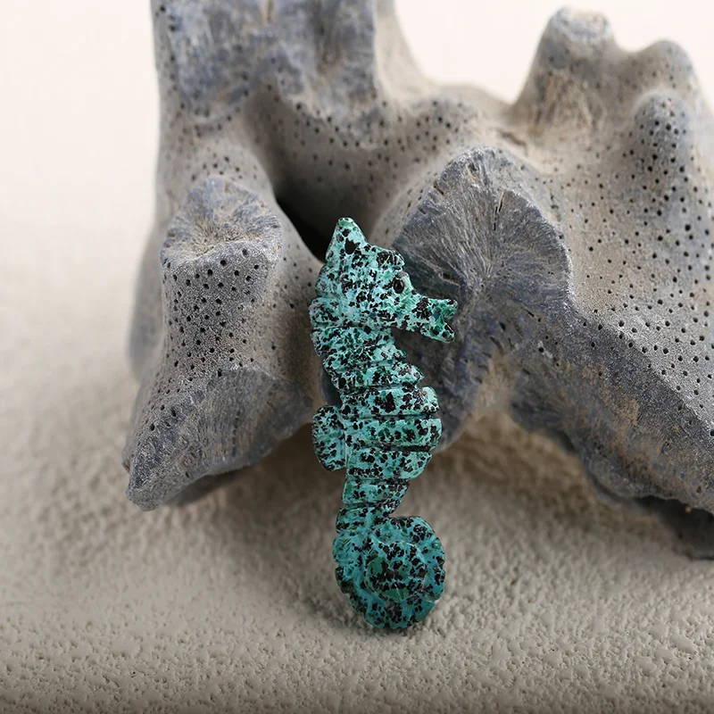 

Green Chrysocolla Carving Pendant for Necklace Stone Fashion Natural Jewelry 42x17x4mm 5.3g