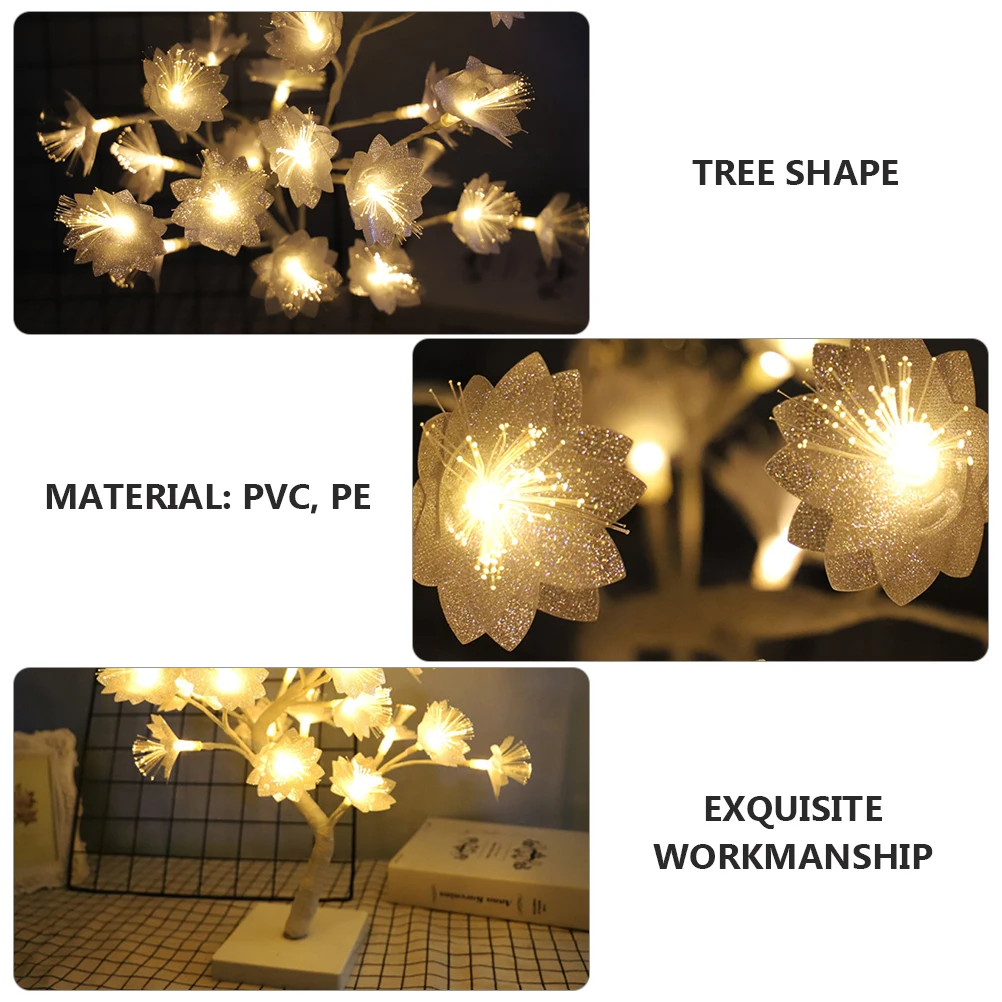 

USB Fiber Optic Flower Small Tree Lamp Creative Night Light Decorative Desktop Lamp for Room Home Bedroom Window Shop Decoration