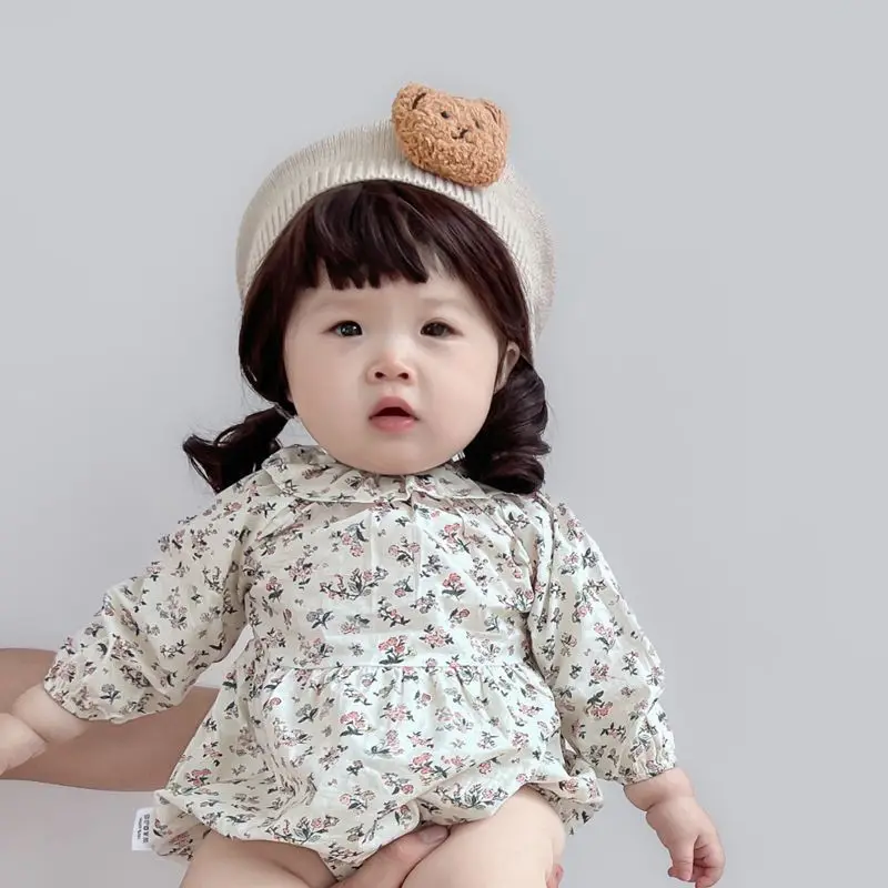 Fashion Baby Hat Solid Color Bear Girls Warm Beret Vintage Knitted Beret Hat Kids Autumn Winter Children Artist Painter Cap