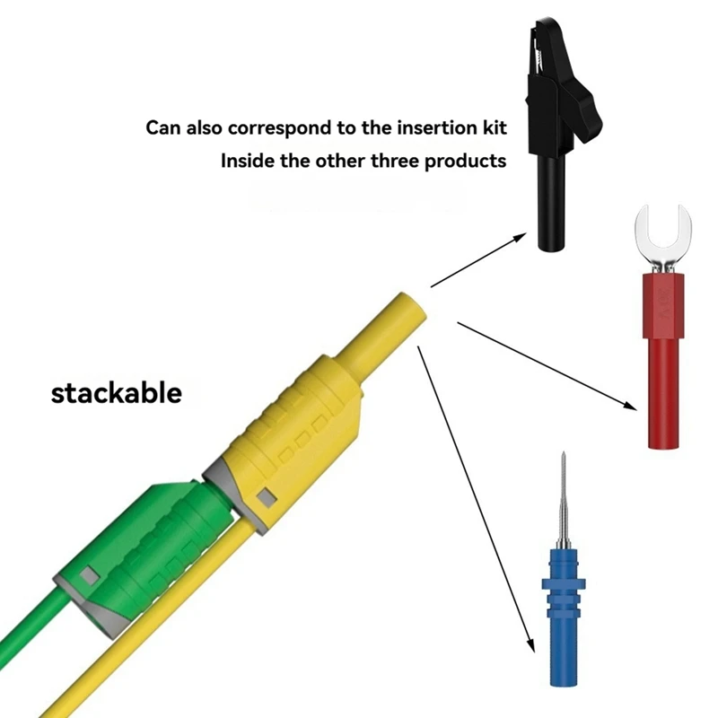 5 Colors 4Mm Dual Banana Plug Lead Test Cable For Multimeter U-Shaped Alligator Clip