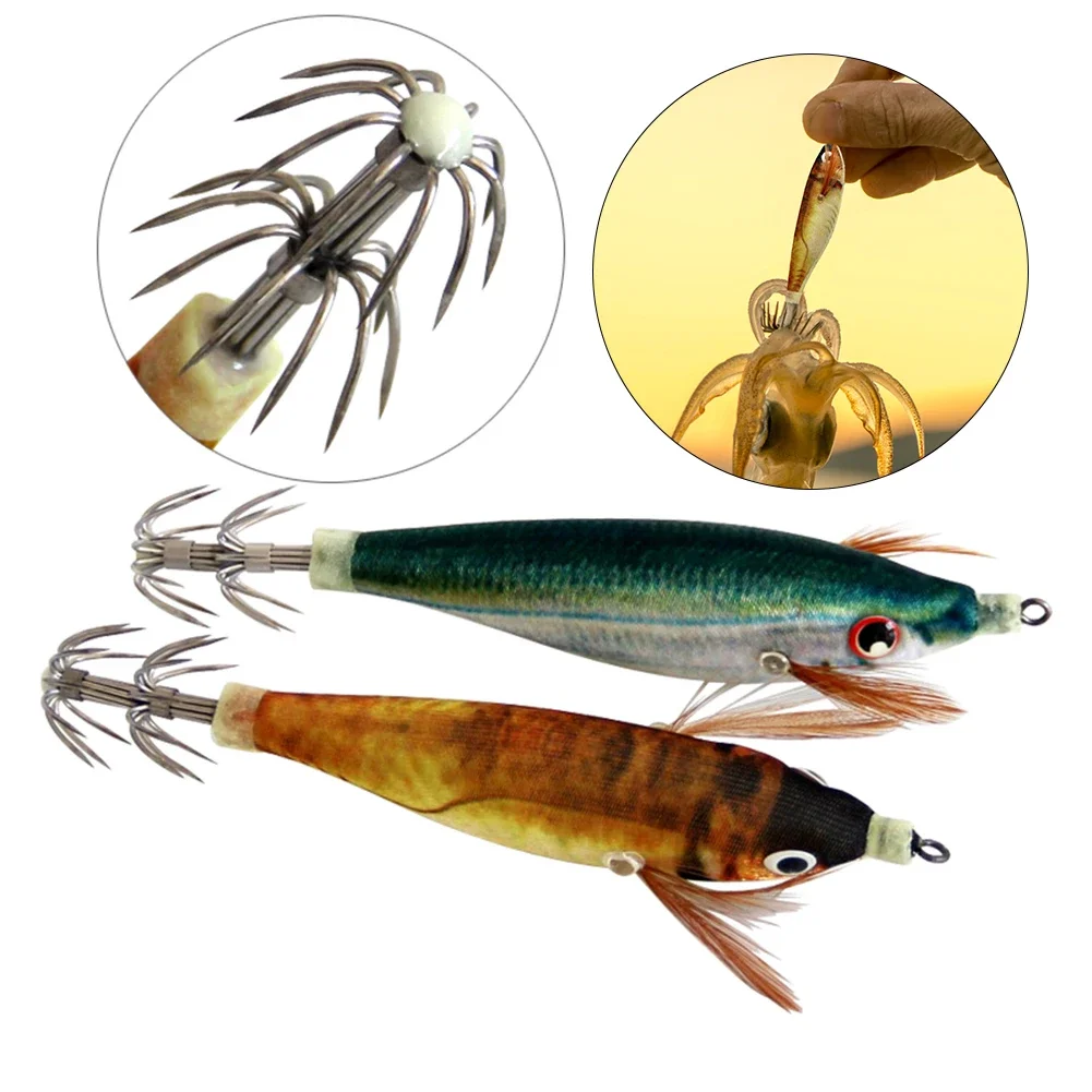 1 قطعة مضيئة الصيد الطعم إغراء هوك أدوات صيد السمك محاكاة خطاف الحبار خطاف صيد على شكل سمكة الطعوم مضيئة خطاف صيد على شكل سمكة