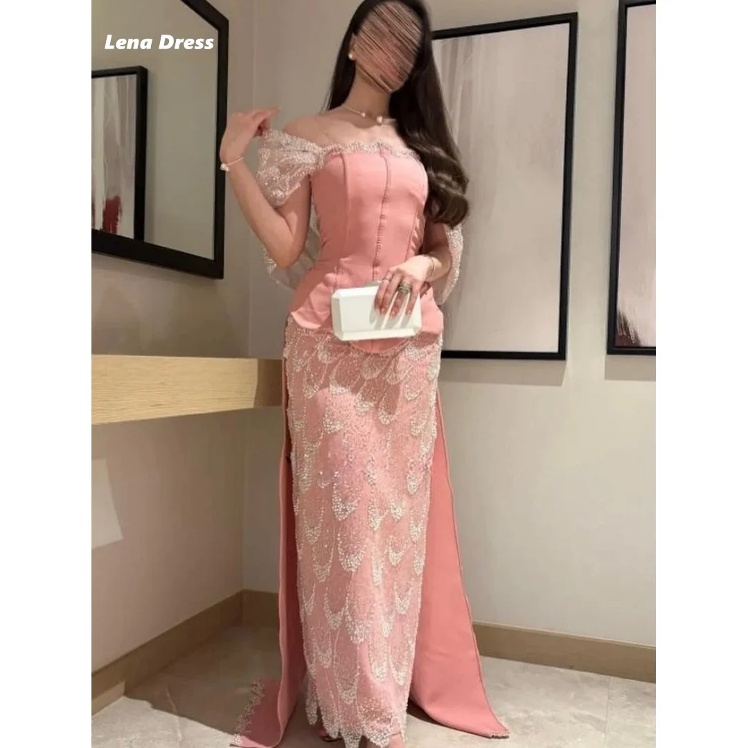 

Lena Luxury Prom Dresses 2026 Woman Luxury Pink Women Evening Dresses for Special Occasions Beaded Lace Customized Fish Tail