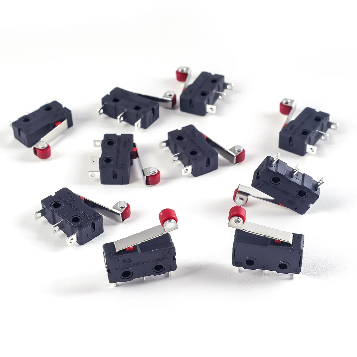 KW11-N Small Three Foot Micro Switch with Pulley Handle Self Resetting Stroke Limit Touch Button for Electronics