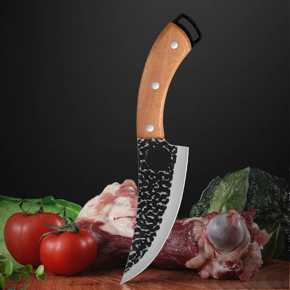 Cuchillo de cocina forjado hecho a mano, cuchillo de carnicero, cuchillos para deshuesar, cuchillo de carnicero, cortador de verduras, cuchillo de cocina profesional para Chef doméstico