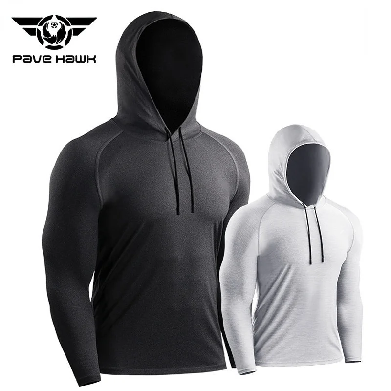 Men Loose Hooded Sports Shirt Quick Dry Long Sleeve Thin Cycling Jersey Training Warm-up Running Throwing Fitness